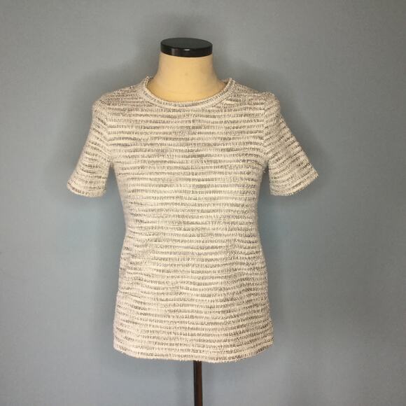 Anthro Postmark Small Boucle Cream Metallic Top - Picture 1 of 3